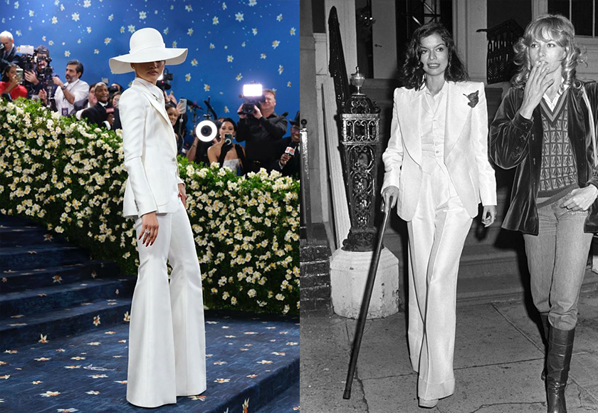 2025 멧갈라에서 선보인 배우 젠데이아의 루이비통 올 화이트 룩